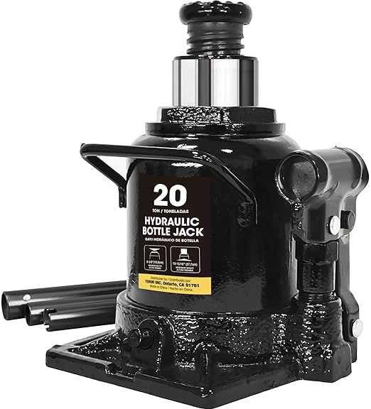 Big RED 20 Ton (40,000 LBs) Torin Hydraulic Stubby Low Profile Car Bottle Jack for Auto Repair and House Lift, Black, AT92007AB