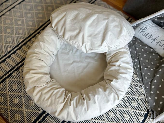 Organic Cotton Canvas Dog Bed: Removable Cover, Natural Fill - Made in USA (Natural, Medium 28" x 8" inches)