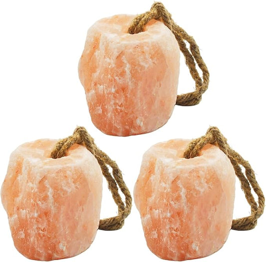 3 Pack Himalayan Salt, Lick Natural Mineral Block Rope Long-Lasting Raw Pink Salt Lick Suitable for Horses, Deer, Cattle, Goats and Other Livestock(7.2-9.9LBS)