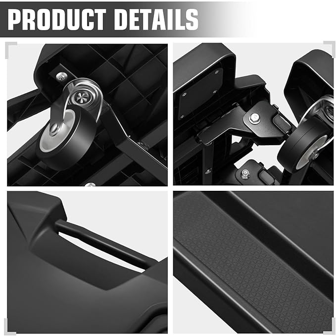 DNA Motoring 41inch Low Profile Plastic Rolling Garage Shop Creeper with Padded Headrest, Tool Trays & 6pcs Casters, Foldable Creeper, TOOLS-00637-BK