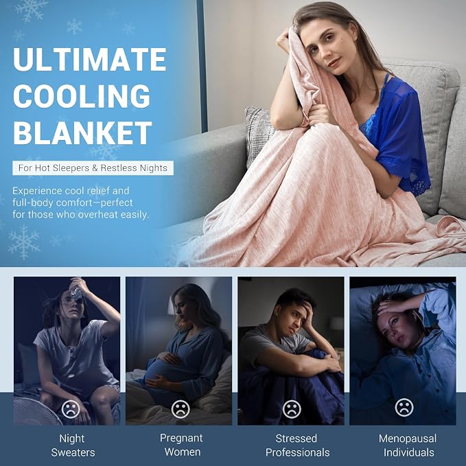 Elegear Arc-Chill 3.0 Cooling Blanket for Hot Sleepers, Twin Size, Pink | Q-Max>0.5 Cooling Fabric, Absorbs Heat to Keep Body Cool, Breathable Summer Blankets for Night Sweats & Menopause, 59"x79"