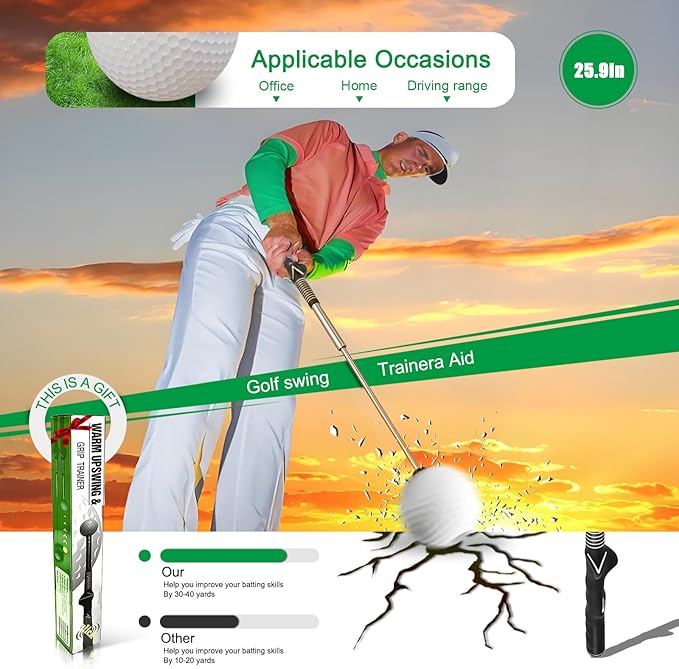 Retractable Golf Swing Trainer - Pro Handed Click Stick Golf Grip Trainer | Golf Grip Swing Training Aid Ideal for Beginners