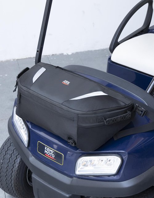 KEMIMOTO Golf Cart Cooler Bag, Fits 20-30 11oz Cans, Insulated with Drain Plug, Reflective Finish, Handy Pockets, Golf Cart Accessories Gifts for Golfers Men, Compatible with EZGO Club Car