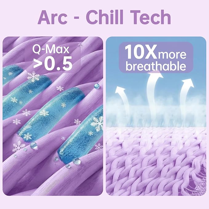 Guohaoi Cooling Blanket for Hot Sleepers and Night Sweats 60"x90" Full Size | Arc-Chill Q-Max >0.5 Cool Fiber,100% Oeko-Tex Certified Lightweight Summer Blanket for Travel/Outdoor Ultra Cold Breathable