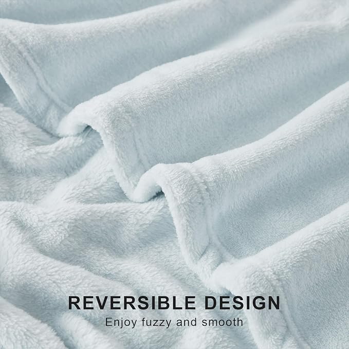Hansleep Queen Ice Blue Fleece Blanket, Soft Flannel Bed Blanket | Fuzzy Cozy Blanket 90x90 Inches, Multi-use for Bed, Sofa, Couch, Travel, Camping, All Season Warm Lightweight Cover