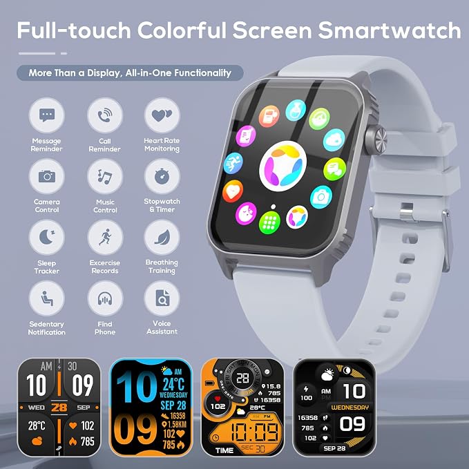 TRAUSI Smart Watch for Men, 120 Sports Modes Smartwatch with 1.83" HD, Heart Rate/Sleep Monitor, Bluetooth Call/Music Control, IP67 Waterproof/Alexa Built-in Fitness Watch for iPhone/Android (Gray)