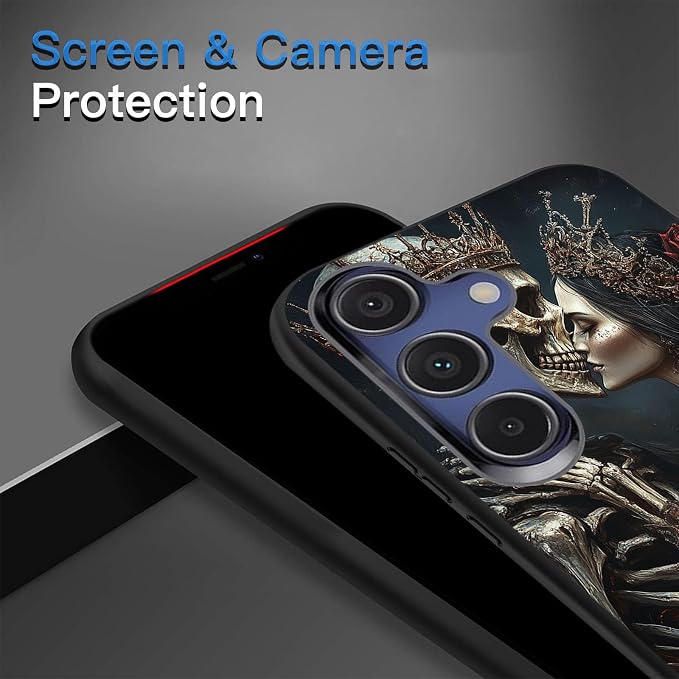 Designed for Galaxy S24 FE Phone Case,Slim Silicone Shockproof Protective Case for Galaxy S24 FE 6.7 inch,Skeleton Couple Love Scene