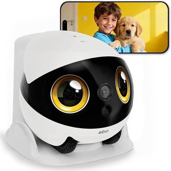 Enabot EBO Air 2S Mobile Robot Camera: 2.5K FamilyBot with Two-Way Video | Whole-Home Mobility, Custom Facial Image, Auto-Recharge, Night Vision, Long Distance Gift for Family/Pets