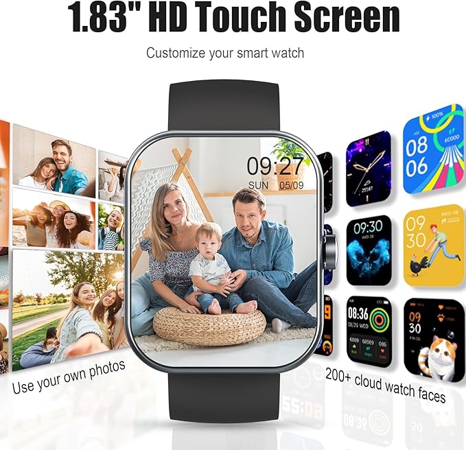 Smart Watch for Men Women (Answer/Make Call), 1.83" HD Touchscreen Fitness Tracker, 110+ Sport Modes, Fitness Watch with Heart Rate/Sleep Monitor/Step, IP68 Waterproof Smartwatch for Android,Purple