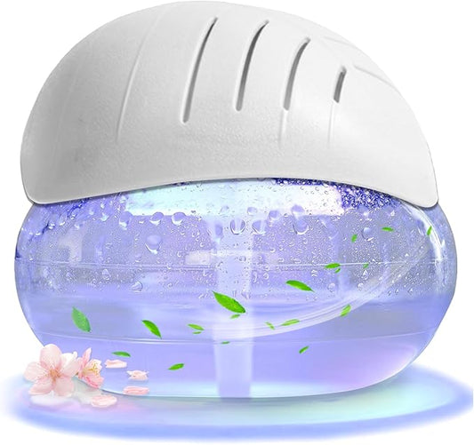 Air freshener (White) - for Home, Bedroom and Office - Essential Oil Aroma Diffuser with LED Coloured Night Light with Soothing Water Flow Sound - Water Filtered air Purifier for Pets and Smokers.