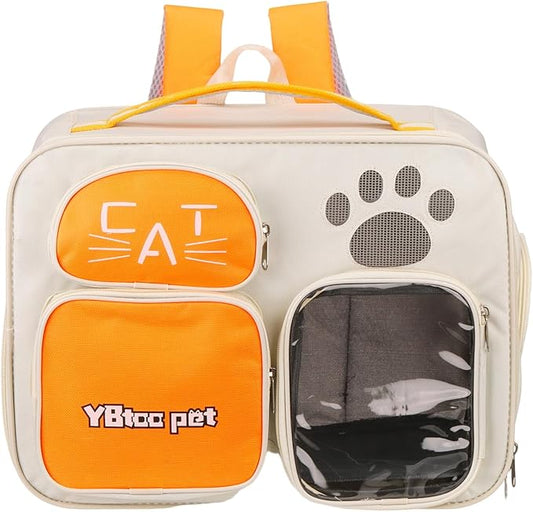 Cat Backpack Carrier, Breathable Dog Carrier Pet Supplies for Cats or Small Dogs Puppies, Intended for Hiking/Camping/Traveling (Yellow, 16"x10"x12")