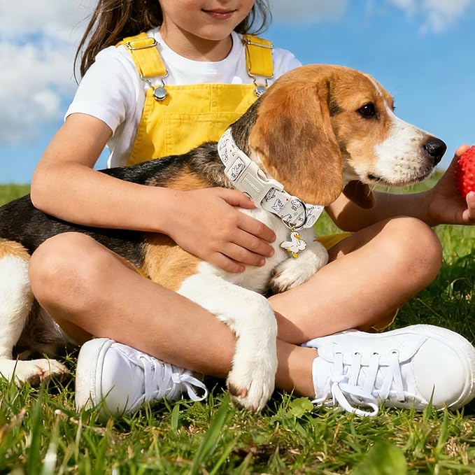 DOGWONG Goose Adjustable Pet Collar Comfortable Spring Summer Puppy Collar Cute Cotton Collars Durable Necklace Gift for Medium Dogs,M