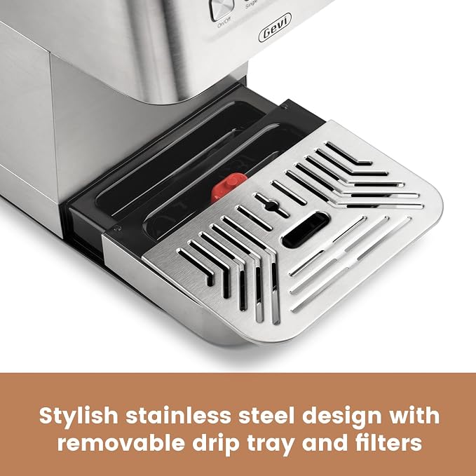 Gevi 20 Bar Espresso Machine, Programmable Coffee Maker with Milk Frother | Budget under$100; Removable Water Tank; Produce Good Crema; Include Necessary Accessories; Can Make Americanos; Easy to Clean
