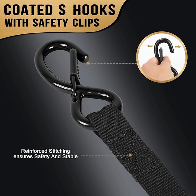 Ratchet Straps - Heavy Duty Tie Downs Straps - 1 Inch x 15 Feet 4 Pack - Safety S Hooks & Soft Loops, 1800LBS Break Strength for Men, Trucks Cargo Moving appliances Motorcycle ATV