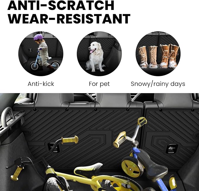 LASFIT All Weather Floor Mats for Honda Civic 2022-2026 - Back Protector | 3D Laser Custom Fit For 22-26 Civic (Only Fit Hatchback) | Flexible Non-Curl Recyclable TPE | Anti-Slip & Easy Wash