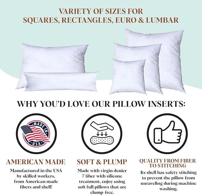Pillowflex Synthetic Down Pillow Insert 14x36 in - Karate Chop Pillow | Large Rectangle Sham Form, Plush Polyester Cotton Blend, Cloud-Like Comfort, Clump-Resistant Fill, Smooth Elegant Finish