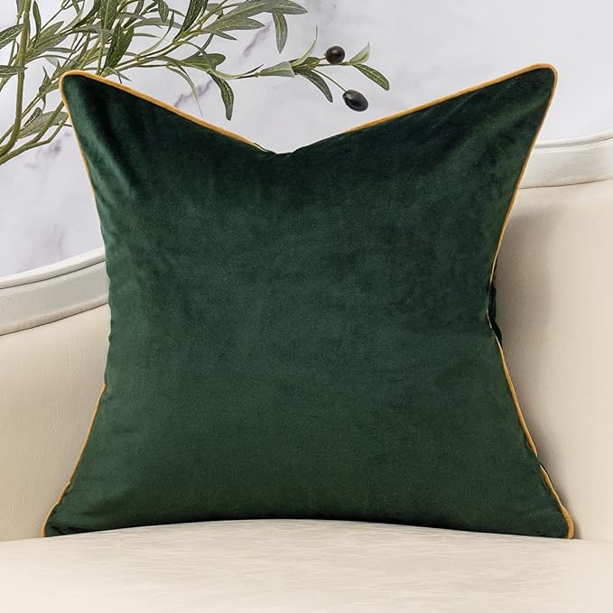 Green Twigs Throw Pillow Cover Branches Velvet Cushion Case Neutral Pillowcase for Sofa Couch Bedroom Living Room Home Decor,20x20 Inch