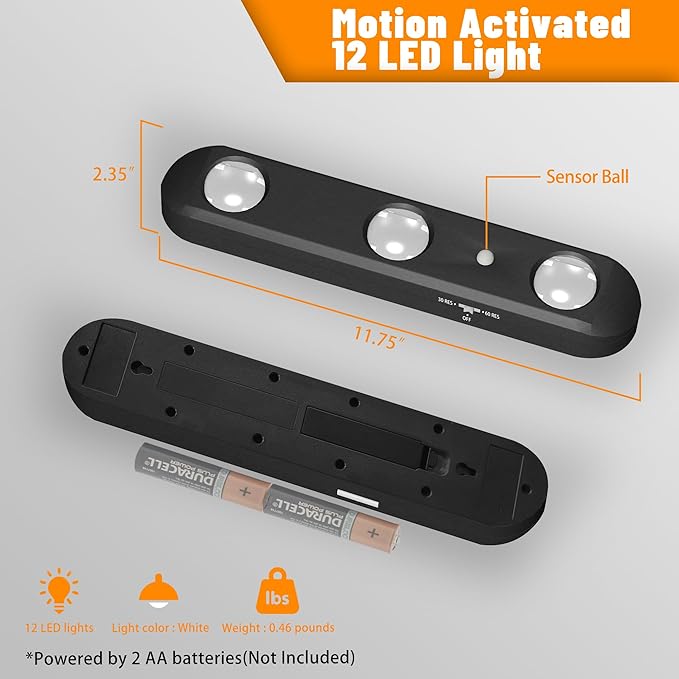 MIND&ACTION Gun Safe Lights,Motion Activated LED Light for Gun Safe Gun Cabinet, Ultra Bright Rotatable LED Lens for Directional Lighting Battery Powered (Black 1 Pack)