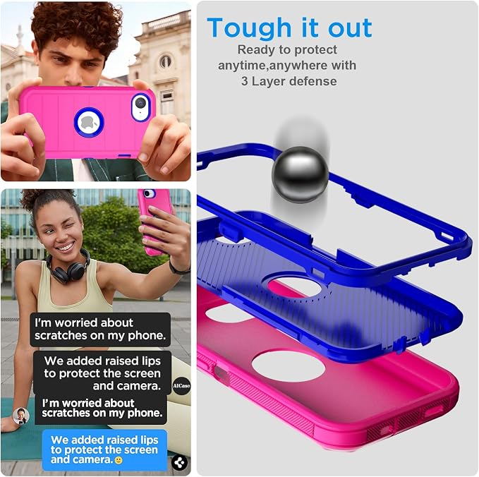 AICase for iPhone 17e/iPhone 16e Case 2026,Heavy Duty Drop Protection Full Body Rugged Shockproof/Drop Proof/Dust Proof Military Protective Tough Durable Cell Phone Cover for iPhone 17e/16e 6.1_6