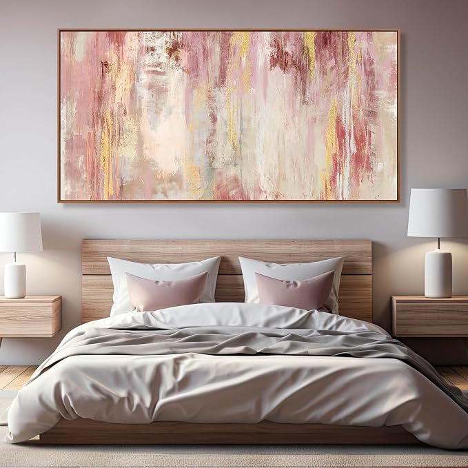 Extra Large Canvas Art Framed Wall Art for Living Room Decor Pink Pictures for Wall Abstract Modern Artwork 36”x70”