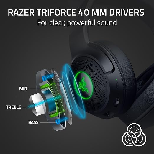Razer Kraken Kitty V2 BT Wireless RGB Headset, Black | Chroma RGB Kitty Ears & Earcups, Bluetooth 5.2, 40 mm Drivers, Noise-cancelling Mics, Lightweight, USB-C, 40 Hr Battery