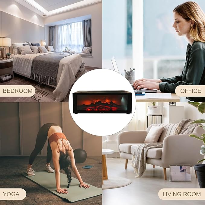 Humidifiers for Bedroom, 150ML Fireplace Essential Oil Diffuser, Aromatherapy Diffuser with Remote Control & 7-Color Mood Light, Cool Mist Air Humidifier for Bedroom, Office, Nursery, Plants- (Black)