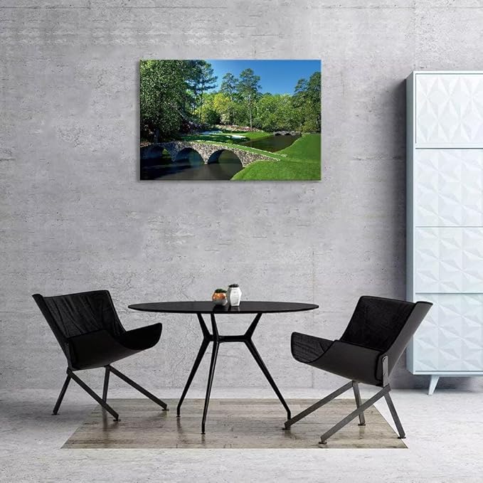 chenchenArt Augusta National Golf Course Wall Art - Augusta Golf Course 12th Hole Wall Art for Living Room Bedroom Bathroom Home Decorations Golf Art Canvas Prints Framed Ready to Hang(28''H x 44''W)