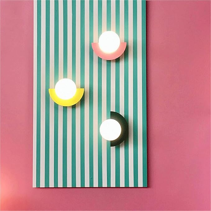 Bedside LED Macaron Room Wall Lamp Minimalist LivingRoom Background Decoration Sconce Colorful Lighting(Yellow)