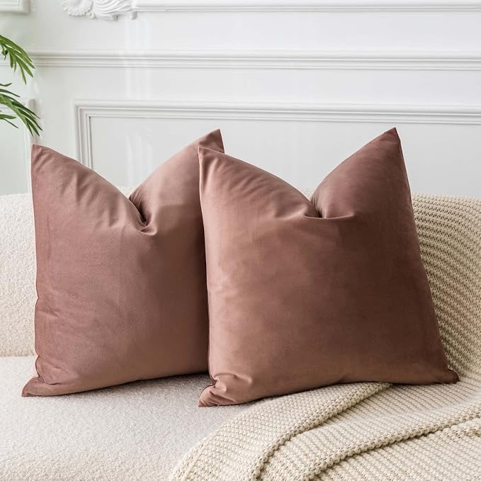 18x18 Throw Pillow Covers Decorative Velvet Cushion Covers Set of 2,Jam | Soft Pillow Cases with Invisible Zipper for Modern Couch Sofa Bed Living Room Bedroom Home Decor