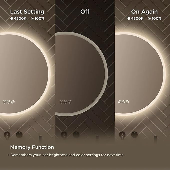 Blossom 32" Round LED Mirror for Bathroom - Wall Mounted Backlit Anti-Fog, Dimmable & 3 Color Temperatures - Smart Lighted Vanity Mirror - Perfect LED Bathroom Mirrors for Over Sink