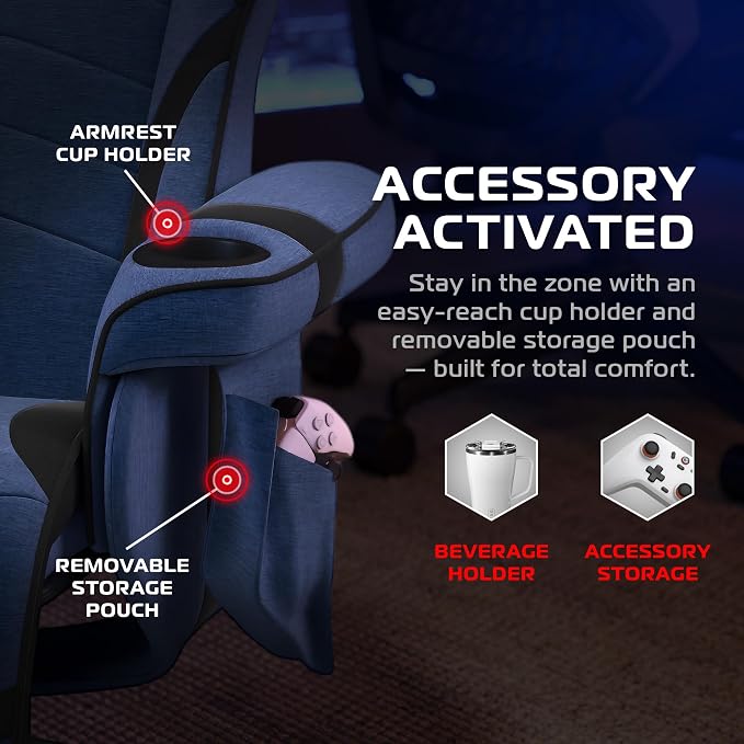 Respawn 900 Gaming Recliner Chair with Footrest, Cup Holder and Swivel | Ergonomic gaming recliner with footrest, cup holder, lumbar support, 135° recline & 360° swivel for console gaming