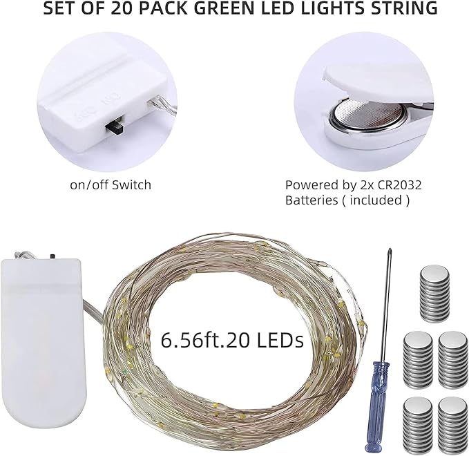 LAMPHOME 20 Pack red Fairy Lights, Battery Operated String Lights, 20 LED on 6.6FT Copper Wire Firefly Fairy for Wedding Party Mason Jar Christmas Bedroom Galentine's Day Valentine Day Decoration