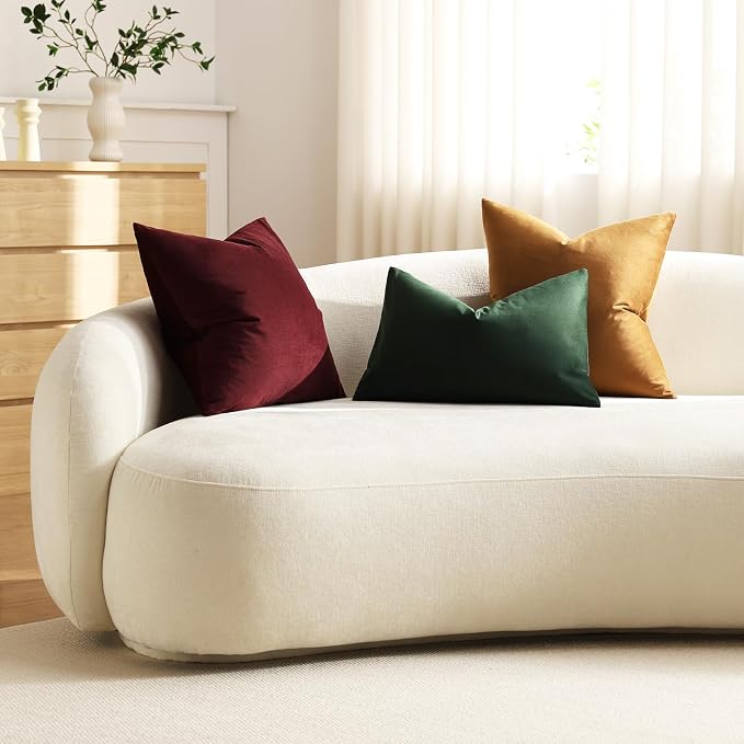 Euro Sham Covers 26x26 Golden Brown: Pack of 2 Cozy Soft Velvet Square Modern Luxury Decorative Throw Pillow Cases for Sofa Couch Living Room Bed Home Decor