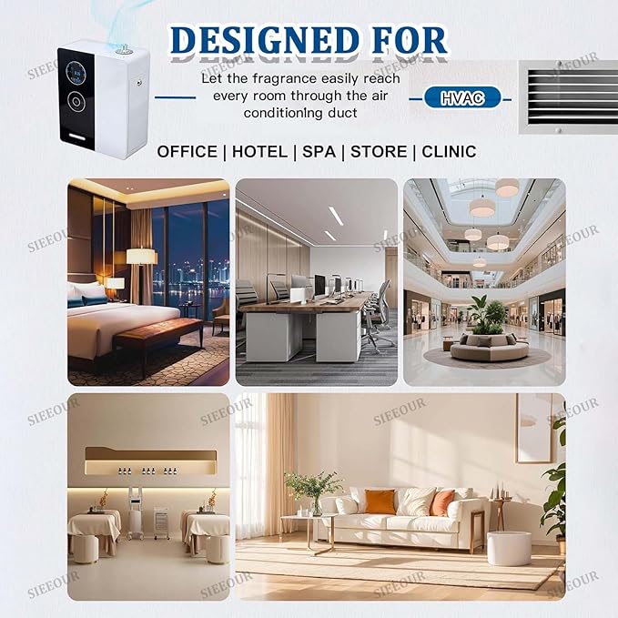 Waterless Essential Oil Diffuser, Smart Air Diffuser with 17657 Cu Ft Coverage, Commercial Fragrance Diffuser, 6.76 Oz, WiFi Bluetooth App Controlled, Silent Operation for Hotel Home Office(White)
