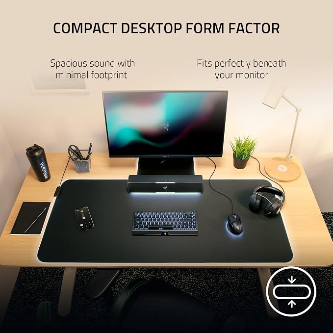 Razer Leviathan V2 X, PC Soundbar with Full-Range Drivers, Black | Compact Design, Chroma RGB, USB-C, Bluetooth 5.0, for PC, Laptop, Smartphones, Tablets & Nintendo Switch