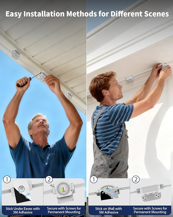 Permanent Outdoor Lights for House,100FT RGB IC Smart Permanent Eave Lighting with App/Remote Control,IP67 Waterproof,Music Sync,DIY Color Scenes,Year-Round Eaves Lighting for House Roof Decor
