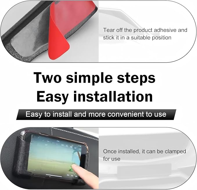 2 PCS Car Mobile Phone Brackets, Multifunctional Dashboard Phone Holder Mounted, Self Adhesive Adjustable Width Cellphone Bracket, Fit for All Phones, Back Seat, Wall, Home (Black)