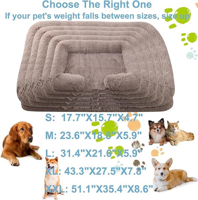 Dog Beds Large Sized dog Orthopedic, Sofa Dog Bed with Waterproof Lining and Nonskid Bottom, Rectangle Washable Dog Bed for Medium Small Dogs and Cats Comfortable ( Color : Brown2 , Size : 17 x 15" )