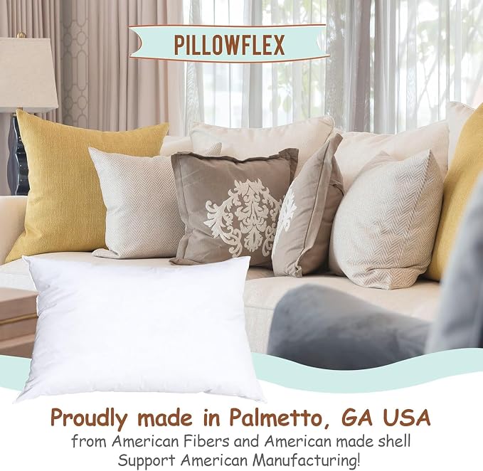 Pillowflex Synthetic Down Pillow Insert 12x32 in - Karate Chop Pillow | Large Rectangle Sham Form, Plush Polyester Cotton Blend, Cloud-Like Comfort, Clump-Resistant Fill, Smooth Elegant Finish