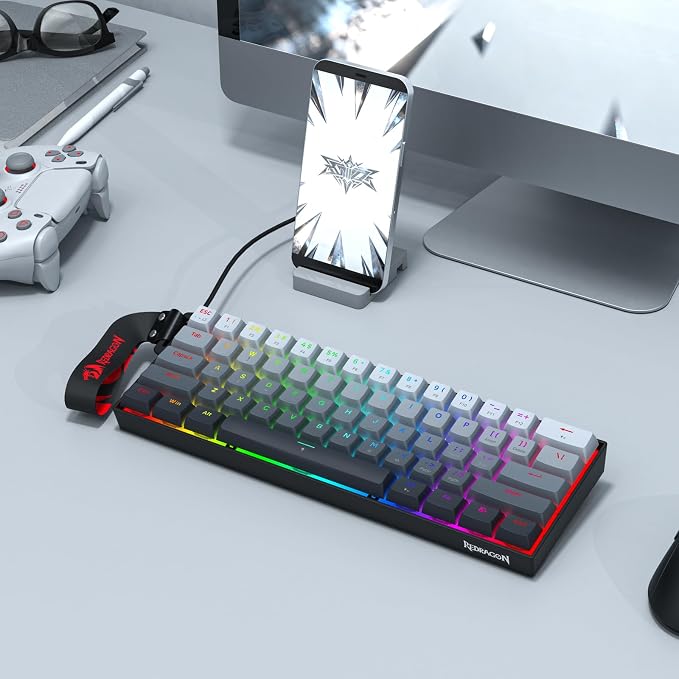 Redragon K617 HE Wired Hall-Effect Rapid Trigger Magnetic Gaming Keyboard | 8K Polling Adjustable Actuation, 61 Keys Design for More Room to Aim, Swap-Ready Socket for Mod, RGB Pro Software Supported