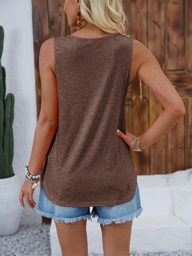 Halife Womens Half Zip V Neck Tank Tops Summer Sleeveless Shirts Casual Loose Top Blouses T Shirts