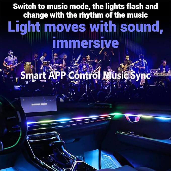 Neoflow Dynamic RGB Interior Light Kit,Neoflow LED Light,6 Light Strips Kit,Access Over 16 Million Colors and 213 Dynamic Modes,Adjustable Brightness,for Cars,Trucks,Suv (Kit+4*Synced Footwell Lights)