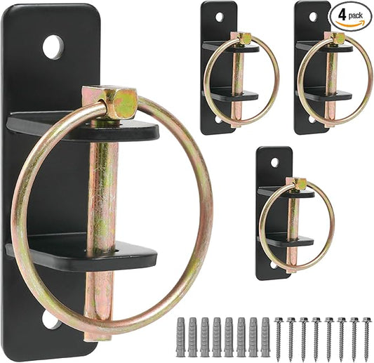 4 PCS Water Bucket Hooks with Quick Release Pin, Heavy Duty Wall Mounted Horse Feed Hooks Holder for Horse Stall/Stable Pet Animals Supplies