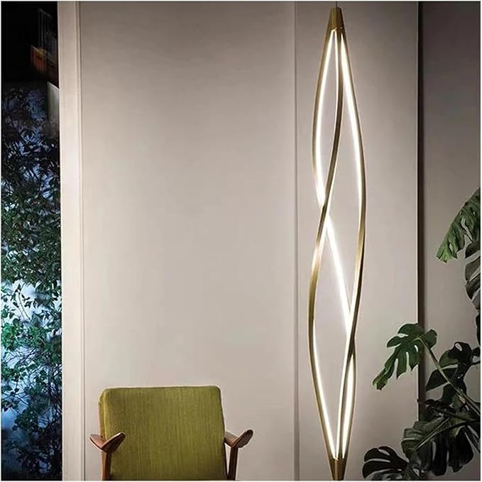Pendant Lights, Modern Home Decor Led Lights Pendant Light Lamps Forstaircase Chandeliers for Living Room Hanging Indoor Lighting(RC Remote dimming,Gold 180cm)