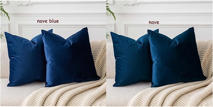 JUSPURBET 28x28 Decorative Velvet Throw Pillow Covers Set of 2,Navy Blue | Cozy Soft Euro Cushion Covers Cases with Hidden Zipper for Couch Sofa Bed Living Room Bedroom Home Decor