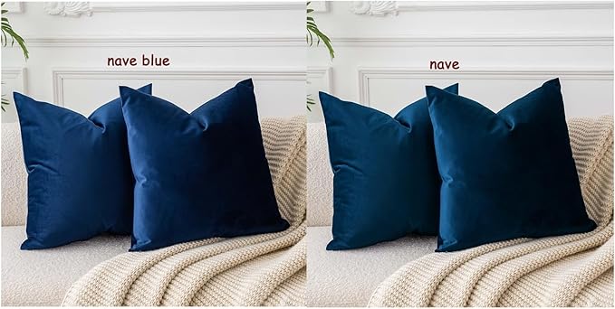 18x18 Throw Pillow Covers Decorative Velvet Cushion Covers Set of 2,Navy | Soft Pillow Cases with Invisible Zipper for Modern Couch Sofa Bed Living Room Bedroom Home Decor