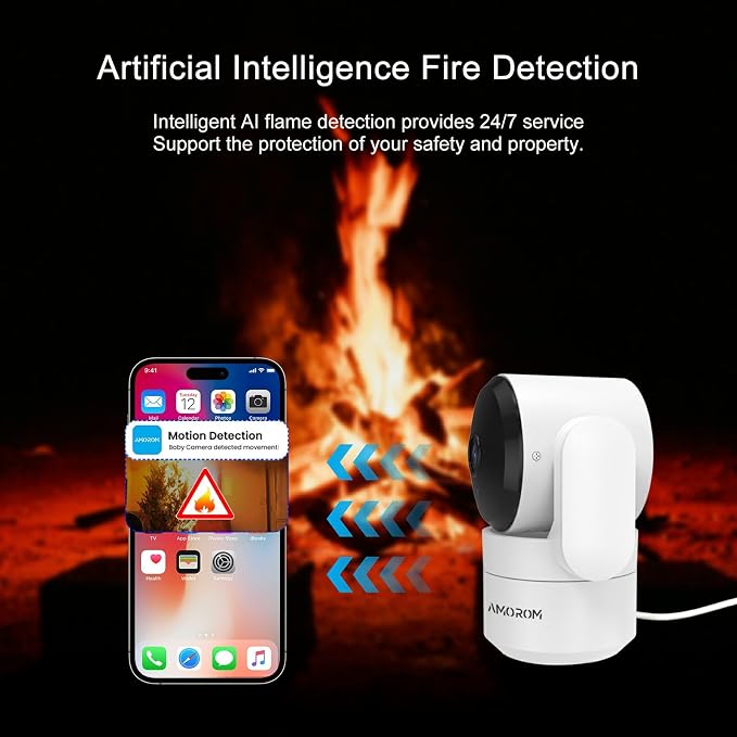 AMOROM Indoor Camera 2K, Baby/Kids/Elderly/Dog/Cat Camera | AI Smart Detection & Alarm, 2-Way Audio, Night Vision, 2.4G&5G WiFi App Control, Cloud & SD Card Storage, 2 Pack