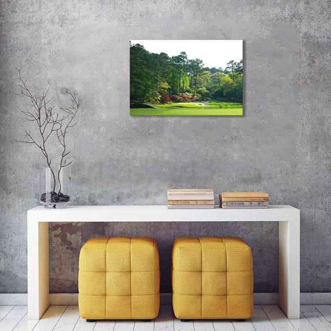 Augusta Golf Course Wall Art Golf Course Picture Poster Canvas Prints - Golf Wall Decor for Living Room Bedroom Home Decorations Framed Artwork Ready to Hang(28''H x 44''W)