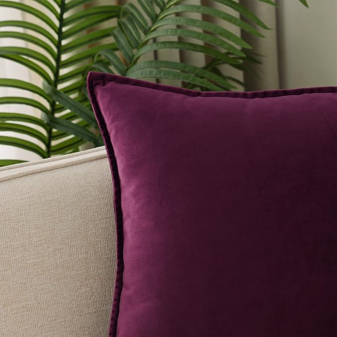 Velvet Purple Throw Pillow Covers 18”x18”Pack of 2 Soft Decorative | Square Cushion Covers for Couch Sofa Bed Livingroom Car Home Decor,45x45Cm