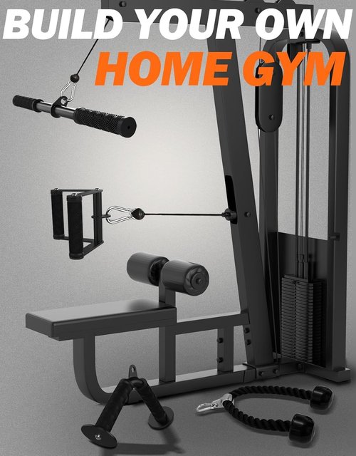Fitarc Cable Machine Attachment Set - LAT Pulldown Attachments with Non-Slip Grips | Black
